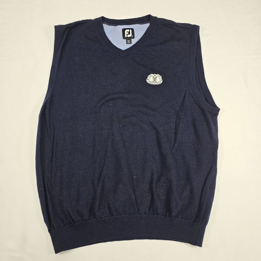 FootJoy Men's Blue Solid Wool FJ Vest Golf Preppy Stretch Adult Size L